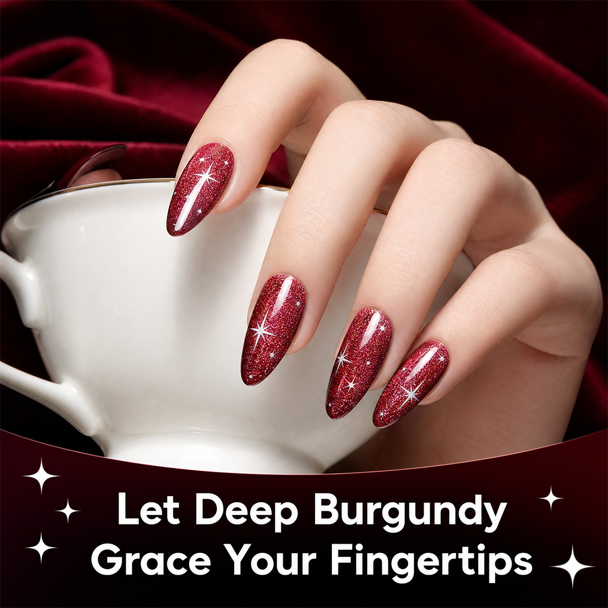 7-piece wine red and burgundy  - Nail Art Red Wine Cat Eye 评论和价格