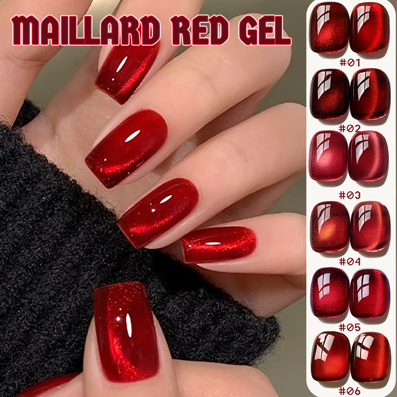 1pcs TC Whitening Red Transpar - Nail Art Red Wine Cat Eye 评论和价格