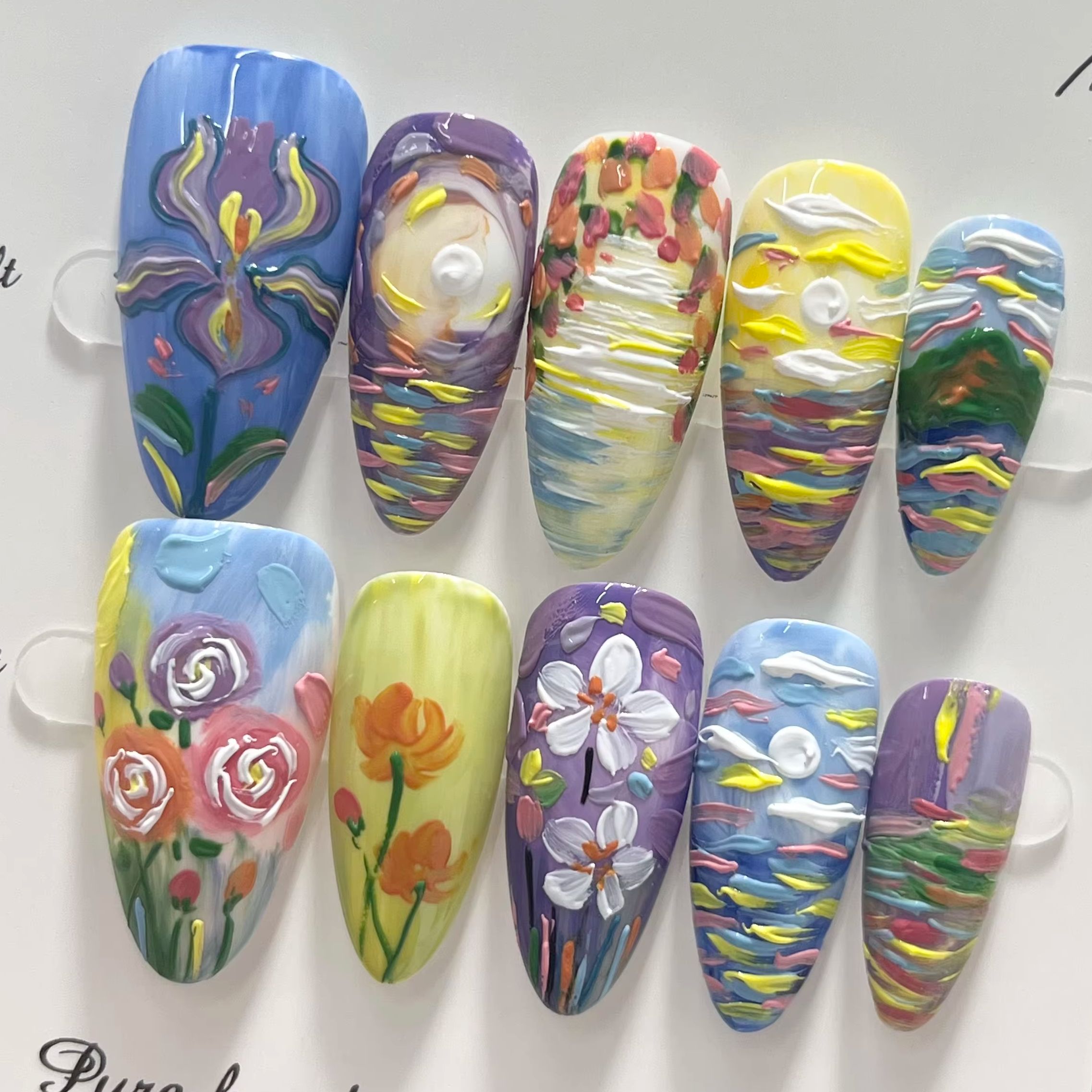 Almond Shape Van Gogh Starry S - Nail Art Van Gogh 评论和价格